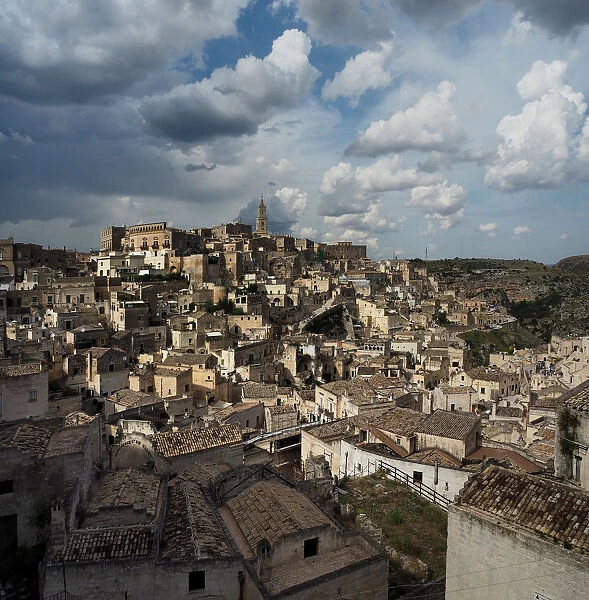 Stitched Vertical Panorama Of Matera, Basilicata, Southern Italy