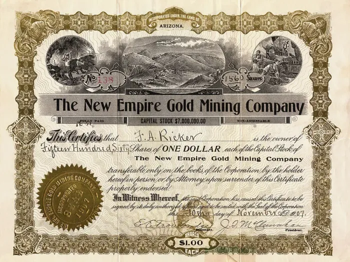 Framed Print : Stock Certificate for One Dollar Framed Print : Stock Certificate for One Dollar