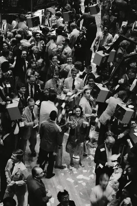 Framed Print : Stock Floor with Jubilant Brokers Framed Print : Stock Floor with Jubilant Brokers