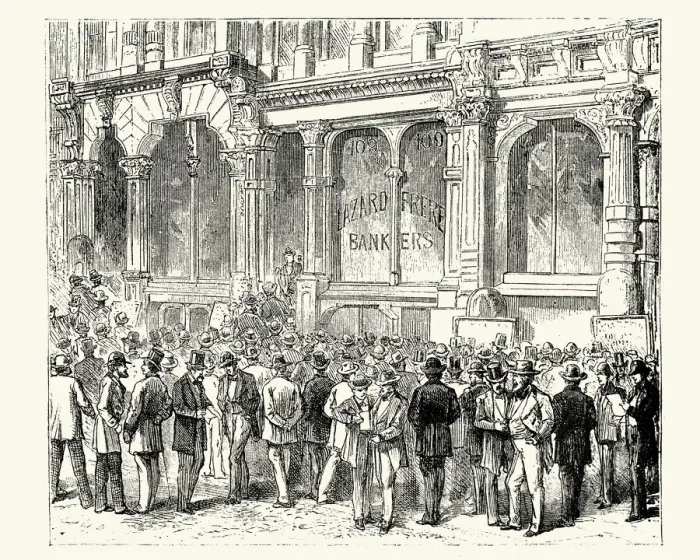 Framed Print : Stock gambling outside a bank in San Francisco, 19th Century Framed Print : Stock gambling outside a bank in San Francisco, 19th Century