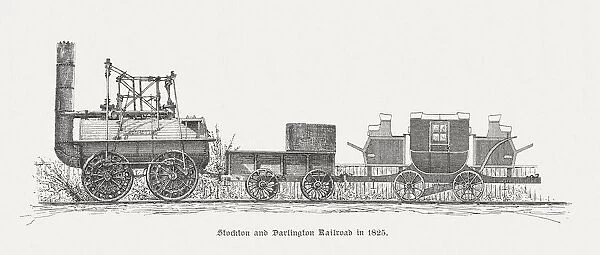Stockton and Darlington Railway in 1825, wood engraving, published 1885