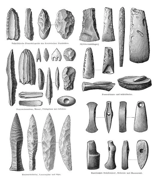 Stone Age Tools engraving 1895