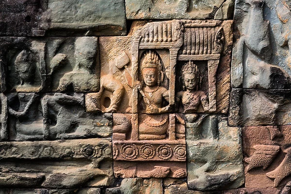 Stone Carving Close-up in Angkor Wat