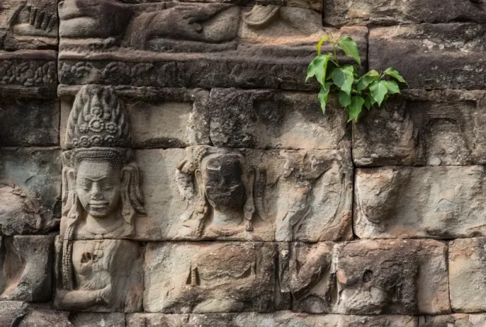Framed Print : Stone Carvings, Angkor Wat
