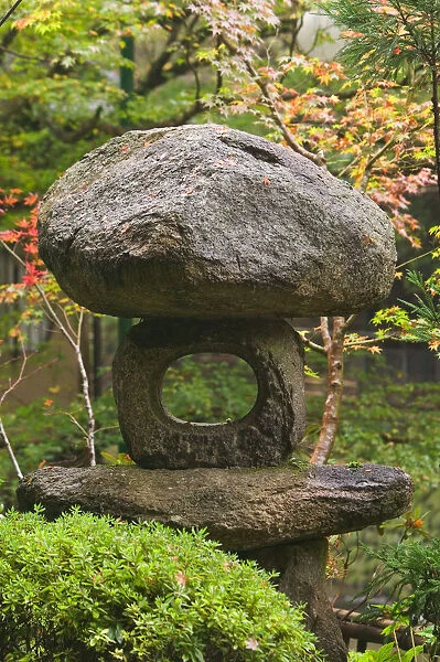 Stone lantern in garden, Kyoto, Honshu, Japan