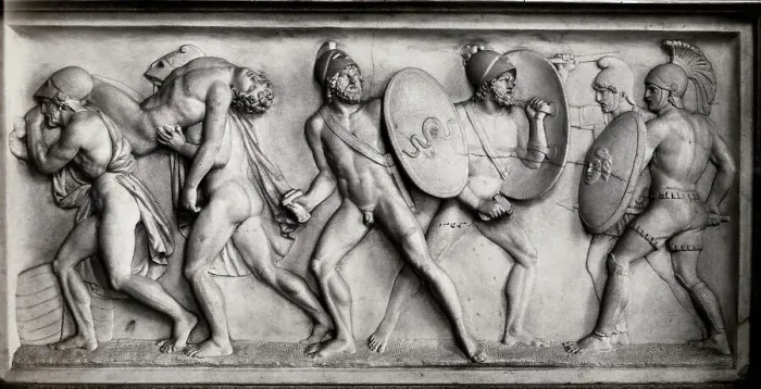 Framed Print : Stone Relief Of The Death Of Patroclus Framed Print : Stone Relief Of The Death Of Patroclus