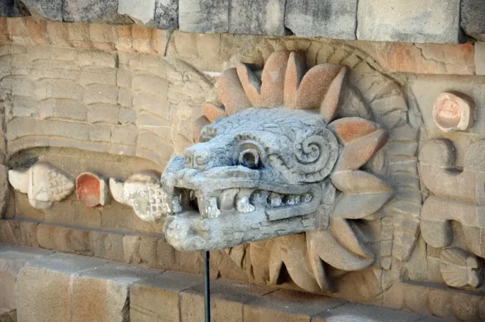 Framed Print : Stone Serpent Head Sculpture, Teotihuacan