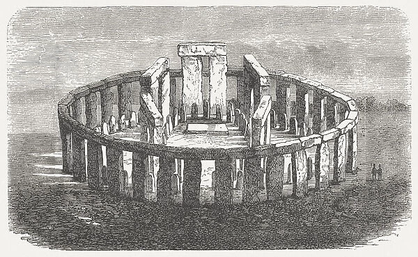 Stonehenge, World Heritage Site in England, wood engraving, published 1876