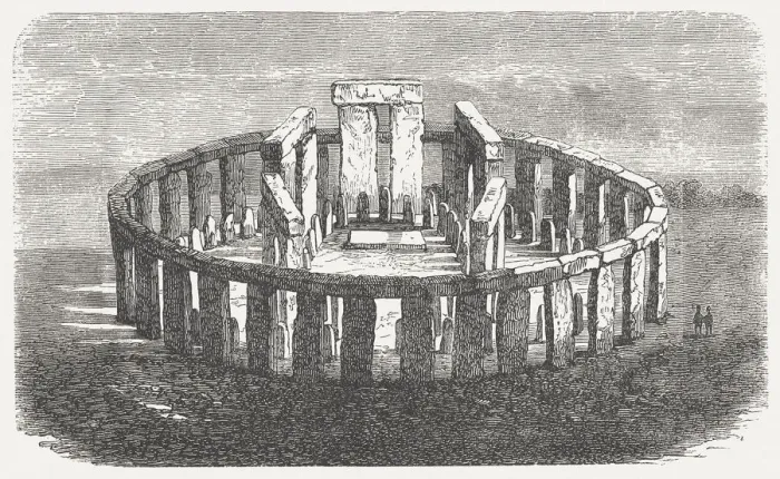 Framed Print : Stonehenge, World Heritage Site in England, wood engraving, published 1876 Framed Print : Stonehenge, World Heritage Site in England, wood engraving, published 1876