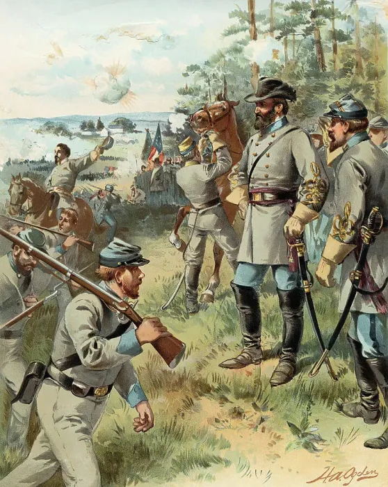 Framed Print : Stonewall Jackson with Troops Framed Print : Stonewall Jackson with Troops