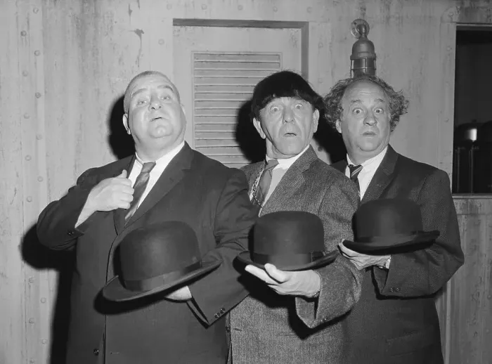Framed Print : The Three Stooges Holding Bowler Hats Framed Print : The Three Stooges Holding Bowler Hats