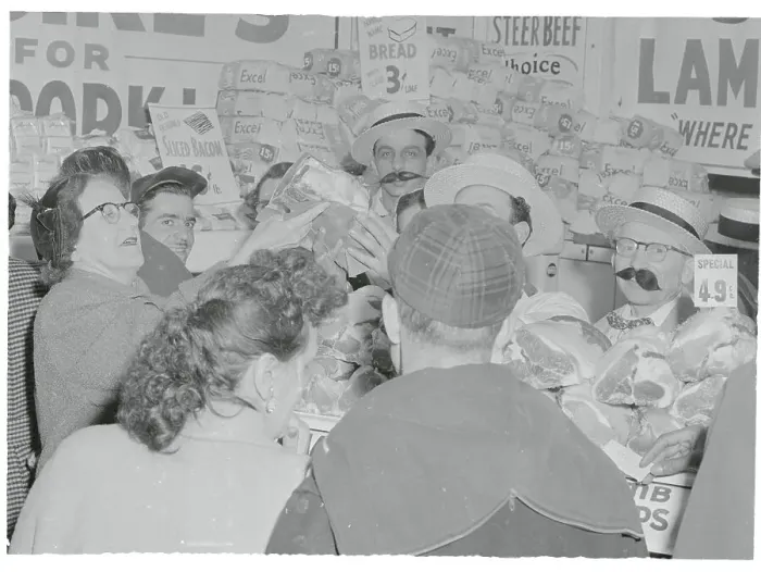 Framed Print : Store Employees in Costumes Framed Print : Store Employees in Costumes