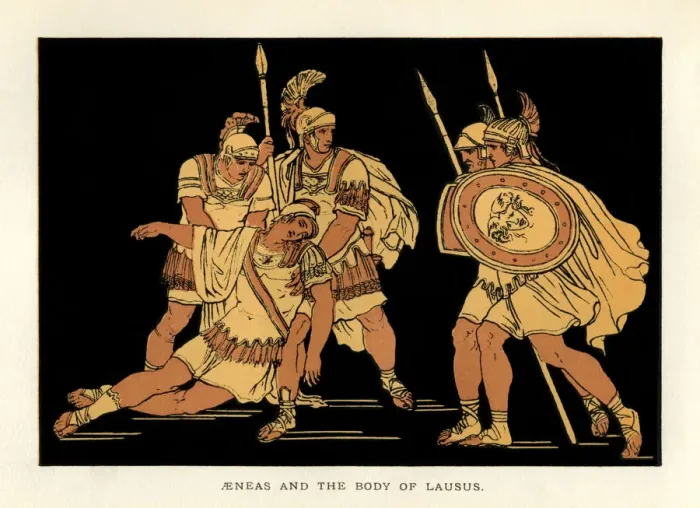Framed Print : Stories from Virgil - Aeneas and the Body of Lausus Framed Print : Stories from Virgil - Aeneas and the Body of Lausus