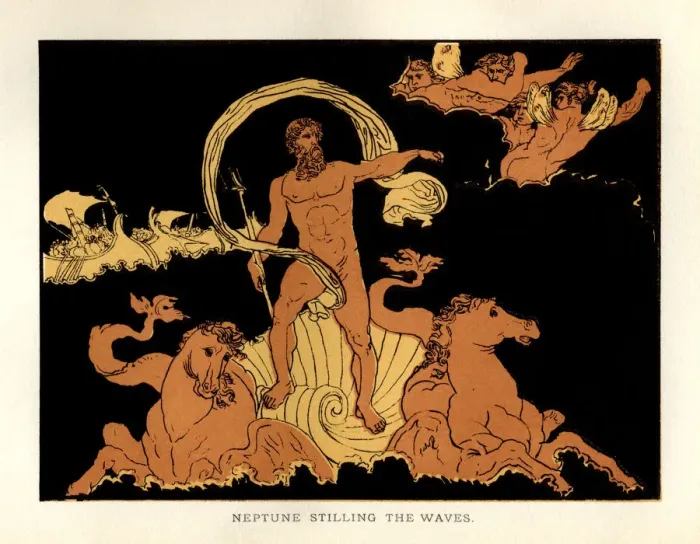 Framed Print : Stories from Virgil - Neptune stilling the waves Framed Print : Stories from Virgil - Neptune stilling the waves