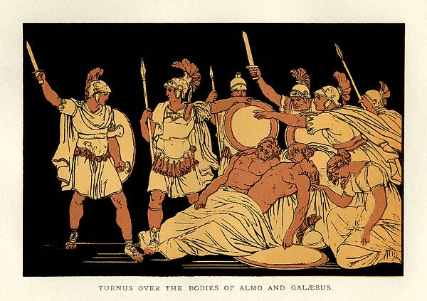 Stories from Virgil - Turnus Over the Bodies of Almo and Galaesus