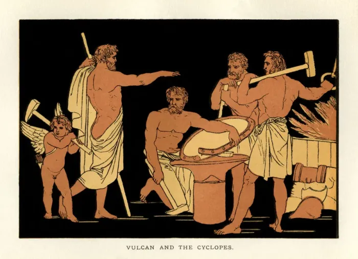 Framed Print : Stories from Virgil - Vulcan and the Cyclopes