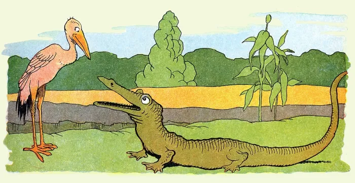 Framed Print : Stork and Crocodile Chat Framed Print : Stork and Crocodile Chat