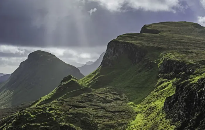 Framed Print : Storm clouds at the Quiraing Isle of Skye