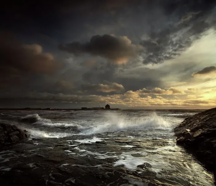 Framed Print : Storm light wave splash harbour boat elie fife Framed Print : Storm light wave splash harbour boat elie fife