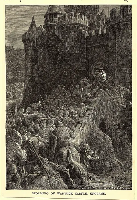 Framed Print : Storming of Warwick Castle Framed Print : Storming of Warwick Castle