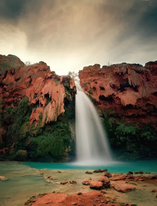 Framed Print : Stormy Havasupai Falls View Framed Print : Stormy Havasupai Falls View