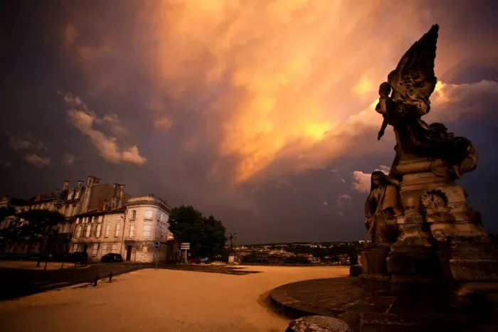 Framed Print : Stormy Sky at Sunset, in Angoulme, France