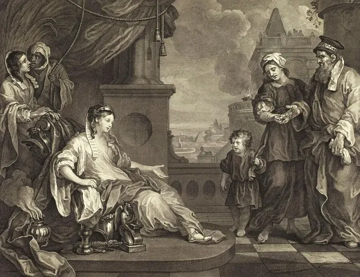 Framed Print : Story of the Prophet Moses, Moses is brought to Pharaoh's daughter, 1752, Ireland, Historical, digitally restored reproduction from an 18th or 19th century original Framed Print : Story of the Prophet Moses, Moses is brought to Pharaoh's daughter, 1752, Ireland, Historical, digitally restored reproduction from an 18th or 19th century original