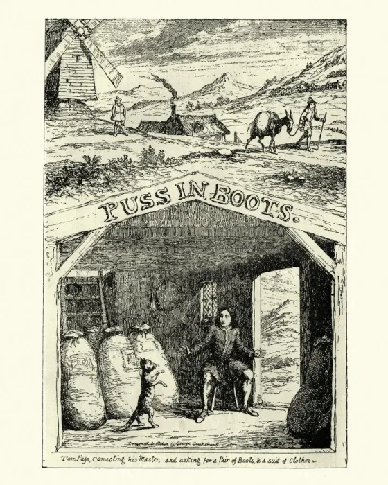 Framed Print : Story of Puss in Boots, illustrated by George Cruikshank Framed Print : Story of Puss in Boots, illustrated by George Cruikshank