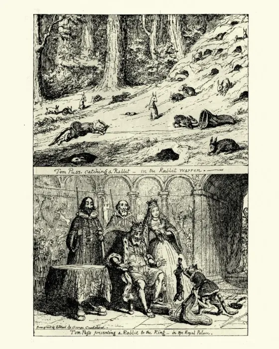 Framed Print : Story of Puss in Boots, illustrated by George Cruikshank Framed Print : Story of Puss in Boots, illustrated by George Cruikshank
