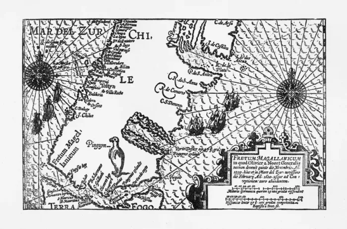 Framed Print : Strait of Magellan Map by Van Noort, Circa 1599 Framed Print : Strait of Magellan Map by Van Noort, Circa 1599