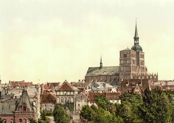 Framed Print : Stralsund in Mecklenburg-Western Pomerania, Germany, Historical, Photochrome print from the 1890s Framed Print : Stralsund in Mecklenburg-Western Pomerania, Germany, Historical, Photochrome print from the 1890s