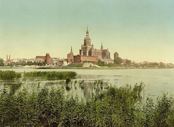 Stralsund in Mecklenburg-Western Pomerania, Germany, Historical, Photochrome print from the 1890s