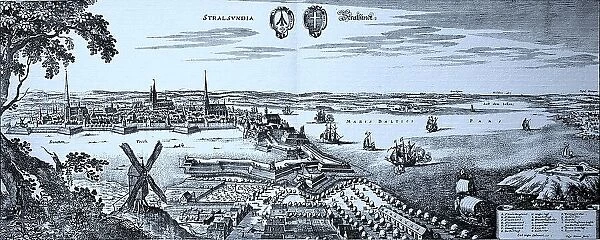 Stralsund in the Middle Ages, Mecklenburg-Western Pomerania, Germany, Historical, digital reproduction of an original from the 19th century, original date unknown