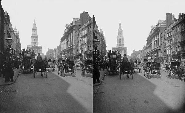 The Strand in London, with the church of St Mary le Strand in the background, circa 1890