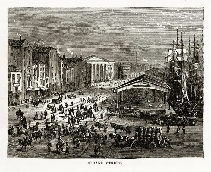 Framed Print : Strand Street in Liverpool, England Victorian Engraving, 1840 Framed Print : Strand Street in Liverpool, England Victorian Engraving, 1840