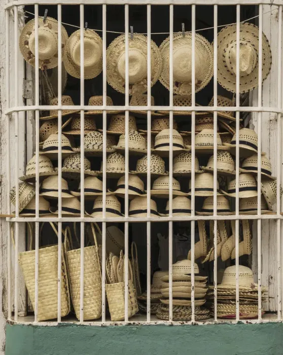 Framed Print : Straw hats for sale in Trinidad de Cuba