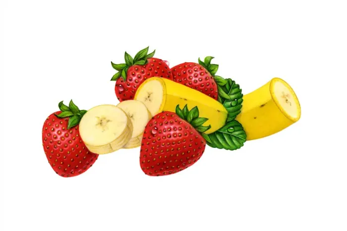 Framed Print : Strawberries and Bananas Framed Print : Strawberries and Bananas