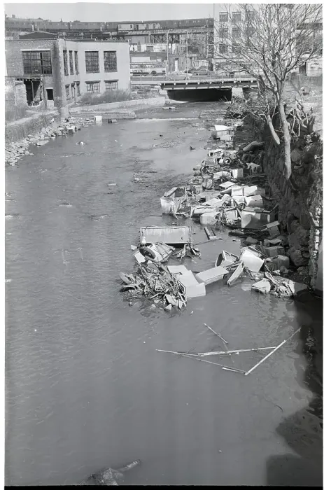 Framed Print : Stream Polluted with Automotive and Household Waste Framed Print : Stream Polluted with Automotive and Household Waste
