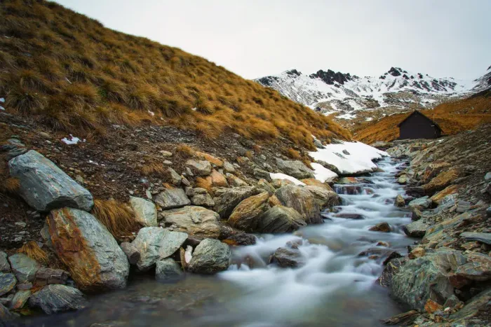 Framed Print : Stream at the remarkables peak of Queenstown Framed Print : Stream at the remarkables peak of Queenstown