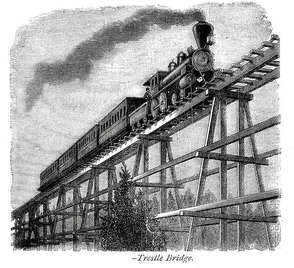 Stream Train on a Trestle Bridge