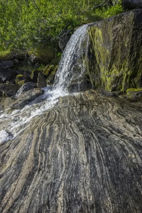Framed Print : Streambed with rock structures, at Mt Keipen, Senja Island, Troms, Norway
