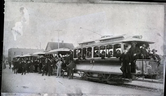 Framed Print : Street Car With Large Crowd Framed Print : Street Car With Large Crowd