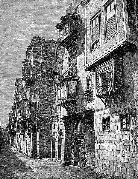 Street in Jeddah, Jeddah, Jiddah, Saudi Arabia, 1899, Historic, digitally restored reproduction of an 18th century original, exact original date unknown