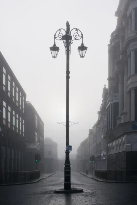 Framed Print : A street lamp and the Ferryquay Gate in the fog Framed Print : A street lamp and the Ferryquay Gate in the fog