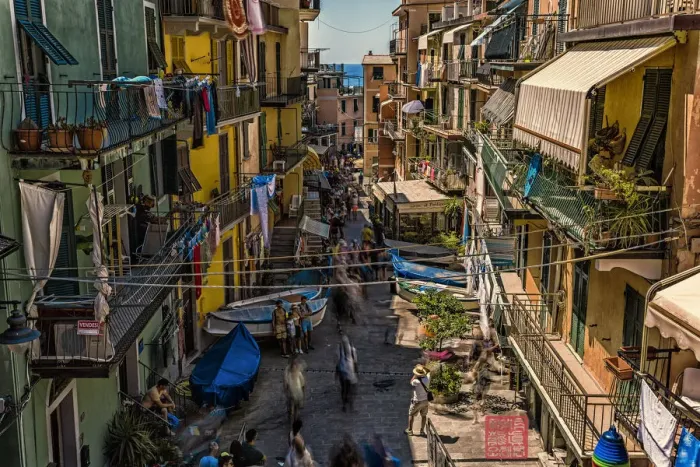 Framed Print : Street life from Manarola, Cinque Terre