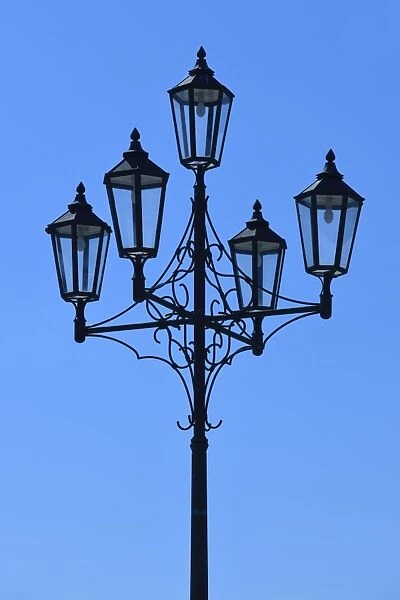 Street light, marketplace of Heide, Dithmarschen district, Schleswig-Holstein, Germany, Europe