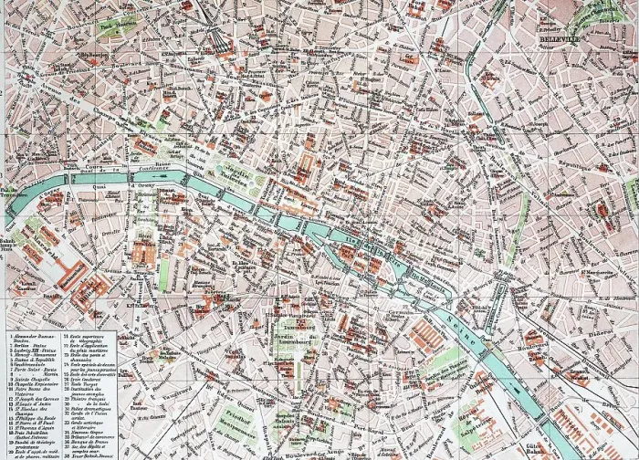 Framed Print : Street Map of Paris, 1890, France, Historic, digitally restored reproduction of an original 19th century original Framed Print : Street Map of Paris, 1890, France, Historic, digitally restored reproduction of an original 19th century original