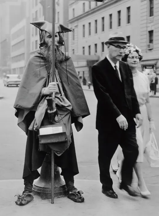 Framed Print : Street Musician Moondog in Viking Style Clothing