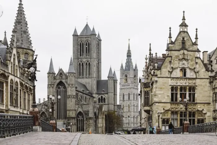 Framed Print : Street in the old town of Ghent, Belgium Framed Print : Street in the old town of Ghent, Belgium
