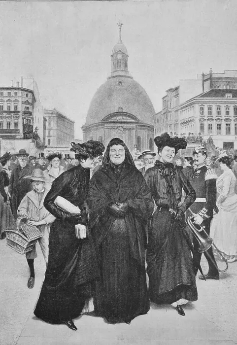 Framed Print : Street scene in Berlin with three woman and many passers-by, Germany, 1887, Historic, digital reproduction of an original 19th-century original, original date not known Framed Print : Street scene in Berlin with three woman and many passers-by, Germany, 1887, Historic, digital reproduction of an original 19th-century original, original date not known